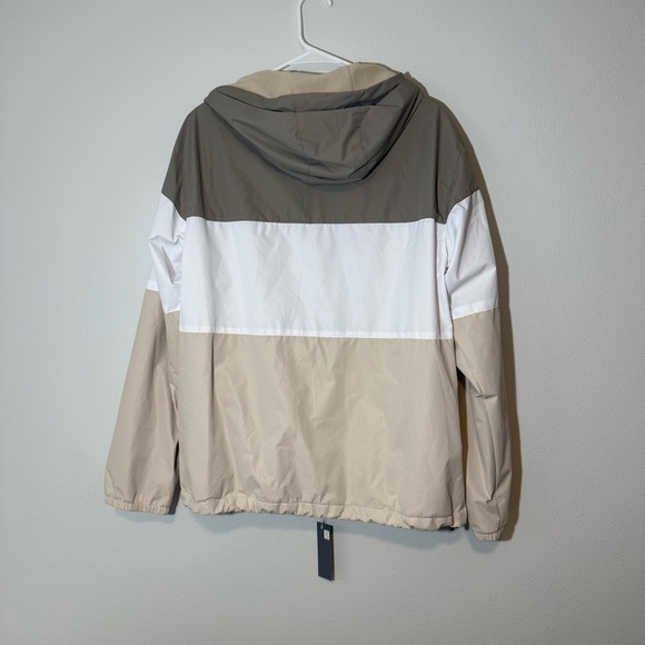 New Balance Fleece Lined Zip Up Hooded Jacket Men’s Size Medium Tan White - Picture 6 of 7